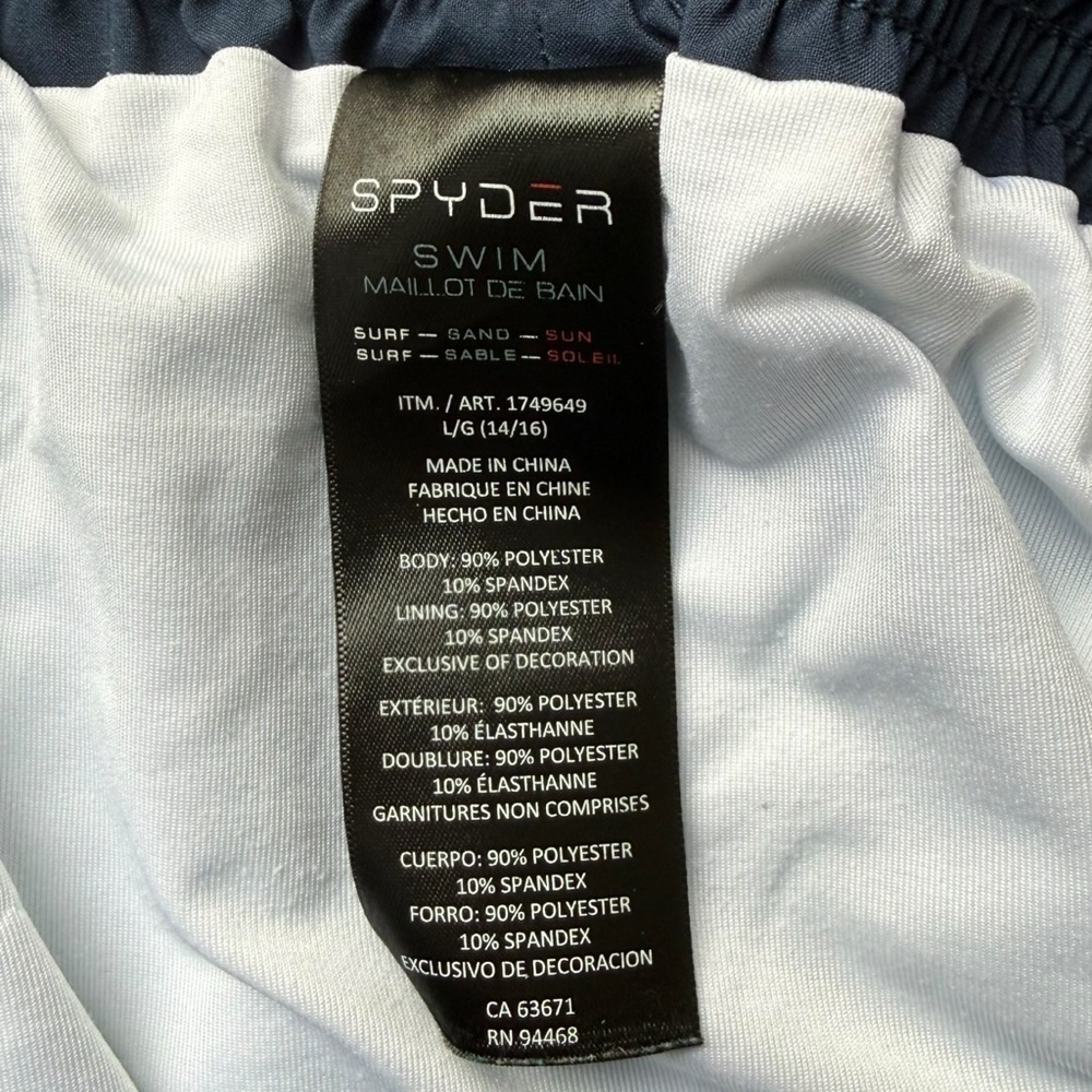 Spyder Boys Striped Board Shorts Swim Trunks Large 14/16 Blue Multicolor Logo - Picture 7 of 7